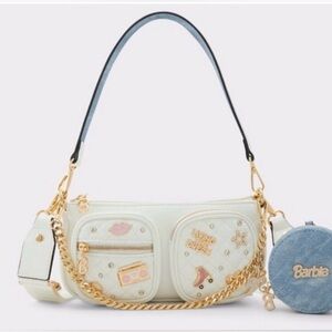 Barbie White and pink Women's  Purse with gold charms